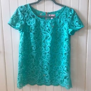 Lilly Pulitzer size small turquoise lace top